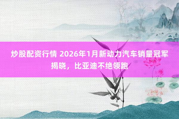 炒股配资行情 2026年1月新动力汽车销量冠军揭晓，比亚迪不绝领跑